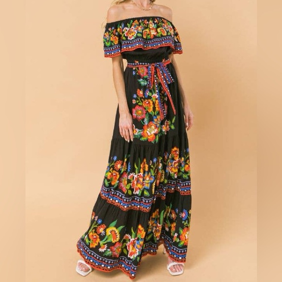 Flying Tomato Black Floral Maxi Dress - Picture 1 of 3